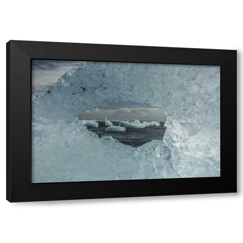 Iceland Icebergs viewed through hole in ice Black Modern Wood Framed Art Print by Illg, Cathy and Gordon