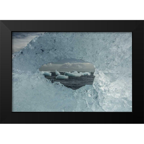 Iceland Icebergs viewed through hole in ice Black Modern Wood Framed Art Print by Illg, Cathy and Gordon
