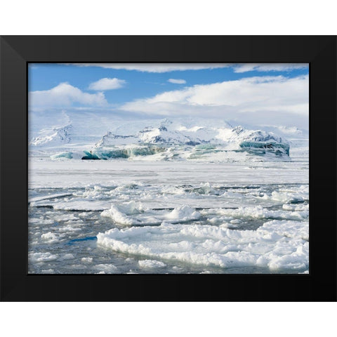 Glacial lagoon Jokulsarlon at Breidamerkurjokullin National Park Vatnajokull during winter Black Modern Wood Framed Art Print by Zwick, Martin