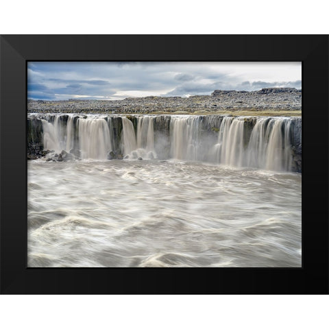 Waterfall Selfoss in the Vatnajokull National Park-Jokulsargljufur- Iceland Black Modern Wood Framed Art Print by Zwick, Martin