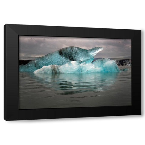 Icebergs from the Jokulsarlon glacier adrift in Jokulsarlon lagoon in Iceland Black Modern Wood Framed Art Print by Steve Mohlenkamp