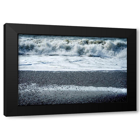 Waves Reynisfjara Black Sand Beach-South Shore-Iceland Sand is black obsidian Black Modern Wood Framed Art Print by Perry, William