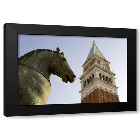 Italy, Venice San Marco Horse and Campanile Black Modern Wood Framed Art Print by Kaveney, Wendy