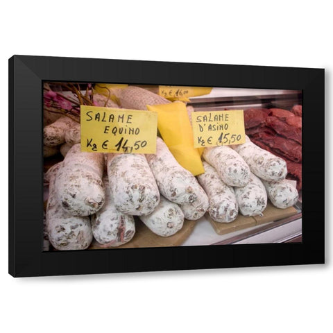 Italy, Venice Horse meat products for sale Black Modern Wood Framed Art Print with Double Matting by Kaveney, Wendy
