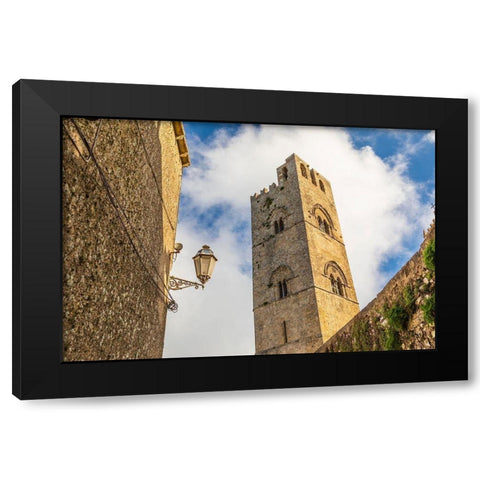 Trapani Province-Erice The Torre campanaria del Duomo dellAssunta at the Chiesa Madre Black Modern Wood Framed Art Print by Wilson, Emily