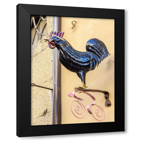 Italy-Chianti Rooster with glasses above a shop in Radda in Chianti Black Modern Wood Framed Art Print with Double Matting by Eggers, Julie