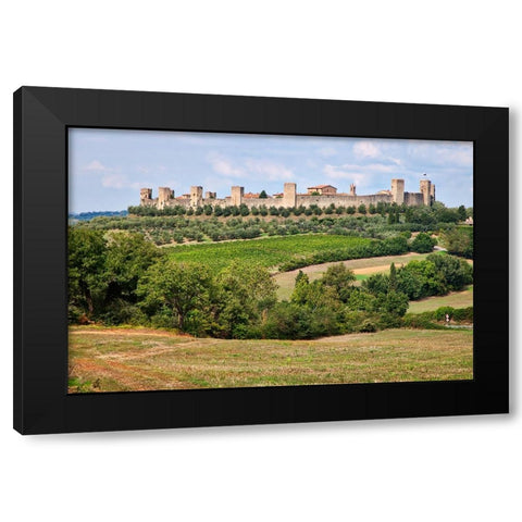 Italy-Tuscany-Monteriggioni Ancient walled hill town Black Modern Wood Framed Art Print with Double Matting by Eggers, Julie