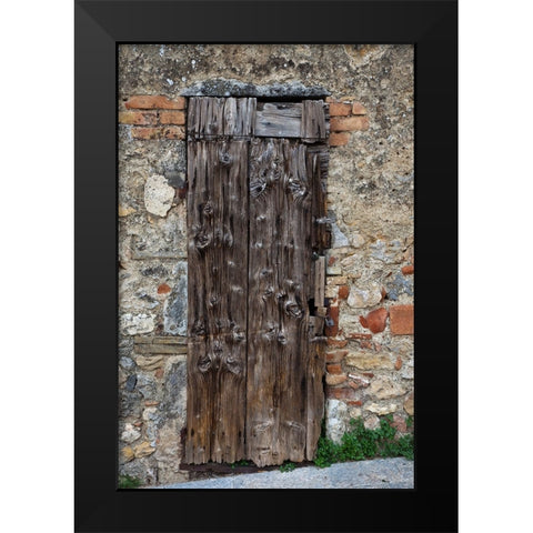 Italy-Tuscany-Monteriggioni Old doorway in the walled town of Monteriggioni Black Modern Wood Framed Art Print by Eggers, Julie