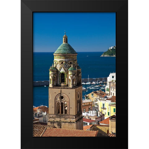 Italy-Amalfi Light on the Cathedral of St Andrew and the town of Amalfi Black Modern Wood Framed Art Print by Eggers, Julie