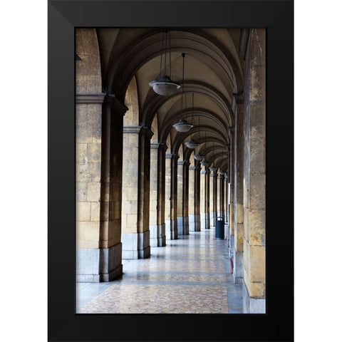 Italy-Tuscany-Pisa Vertical shot of a hallway in the streets of Pisa Black Modern Wood Framed Art Print by Eggers, Julie