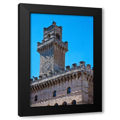 Italy-Tuscany-Montepulciano Palazzo Comunale (City Hall) and Palazzo Tanugi in the hill town Black Modern Wood Framed Art Print by Eggers, Julie