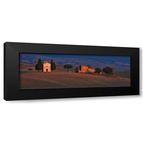 Italy-Tuscany-Pienza The Cappella della Madonna di Vitaleta at sunset Black Modern Wood Framed Art Print by Eggers, Julie