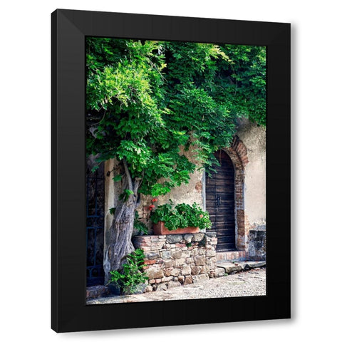 Italy-Tuscany Courtyard of an agriturismo near the hill town of Montalcino Black Modern Wood Framed Art Print by Eggers, Julie