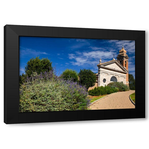 Italy-Tuscany-Montalcino The Madonna del Soccorso church in the town of Monticiano Black Modern Wood Framed Art Print with Double Matting by Eggers, Julie