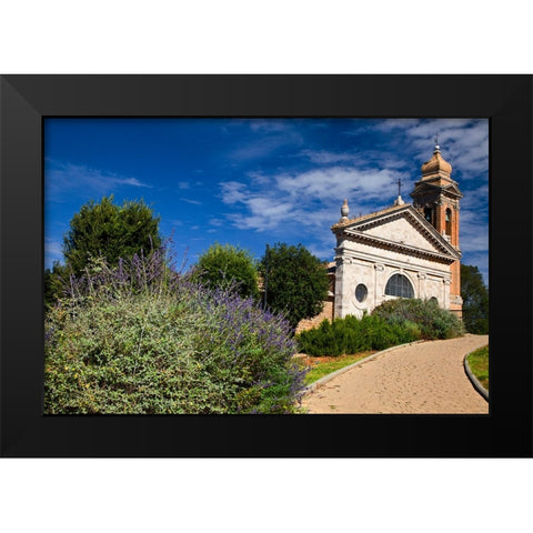 Italy-Tuscany-Montalcino The Madonna del Soccorso church in the town of Monticiano Black Modern Wood Framed Art Print by Eggers, Julie