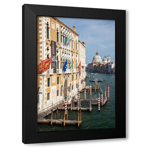 Italy-Venice Buildings along the Grand Canal with Santa Maria della Salute beyond Black Modern Wood Framed Art Print by Eggers, Julie