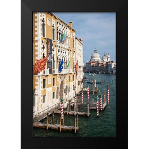Italy-Venice Buildings along the Grand Canal with Santa Maria della Salute beyond Black Modern Wood Framed Art Print by Eggers, Julie