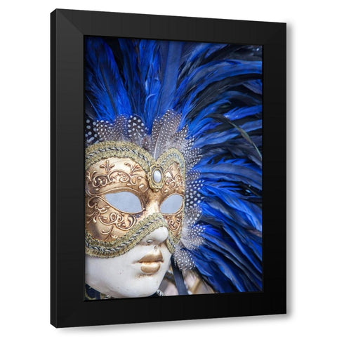 Italy-Venice Closeup of carnival masks in Venice Black Modern Wood Framed Art Print by Eggers, Julie