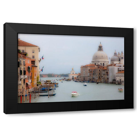 Italy-Venice Buildings along the Grand Canal with Santa Maria della Salute beyond Black Modern Wood Framed Art Print by Eggers, Julie