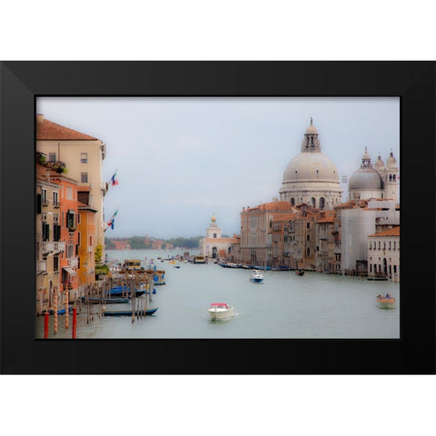 Italy-Venice Buildings along the Grand Canal with Santa Maria della Salute beyond Black Modern Wood Framed Art Print by Eggers, Julie