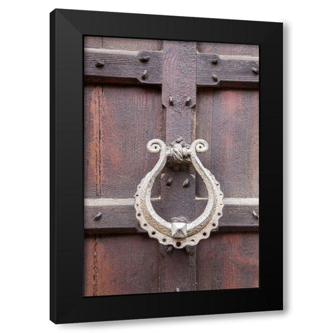 Italy-Venice Door knocker on an old door along the streets of Venice Black Modern Wood Framed Art Print by Eggers, Julie