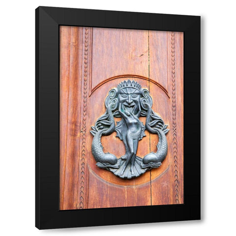 Italy-Tuscany-Pisa Large antique door knocker on beautiful wooden door Black Modern Wood Framed Art Print by Eggers, Julie