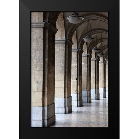 Italy-Tuscany-Pisa Vertical shot of a hallway in the streets of Pisa Black Modern Wood Framed Art Print by Eggers, Julie