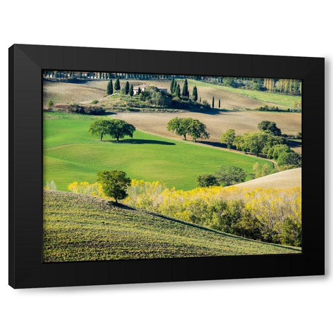 Italy-Tuscany Tuscan landscape Black Modern Wood Framed Art Print by Eggers, Julie