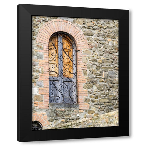 Italy-Tuscany-Province of Siena-Montalcino Unique window with shutters Black Modern Wood Framed Art Print by Eggers, Julie