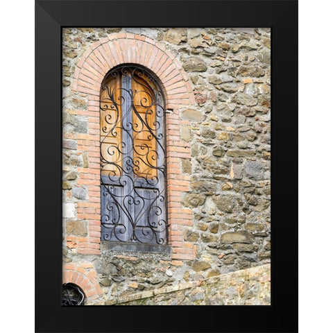 Italy-Tuscany-Province of Siena-Montalcino Unique window with shutters Black Modern Wood Framed Art Print by Eggers, Julie