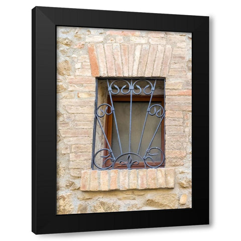Italy-Tuscany-Province of Siena-Montalcino Iron-barred window Black Modern Wood Framed Art Print with Double Matting by Eggers, Julie