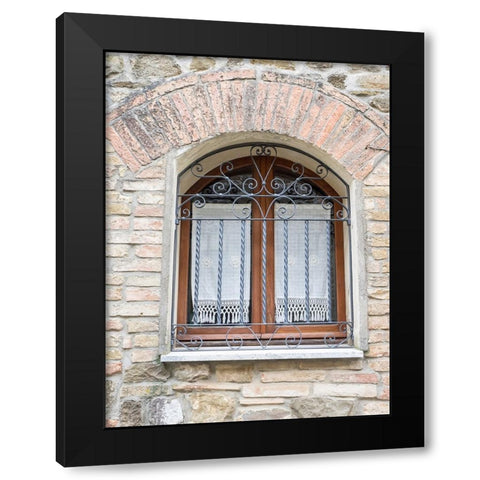Italy-Tuscany-Province of Siena-Montalcino Iron-barred window Black Modern Wood Framed Art Print by Eggers, Julie