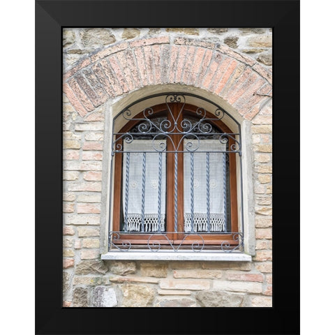 Italy-Tuscany-Province of Siena-Montalcino Iron-barred window Black Modern Wood Framed Art Print by Eggers, Julie