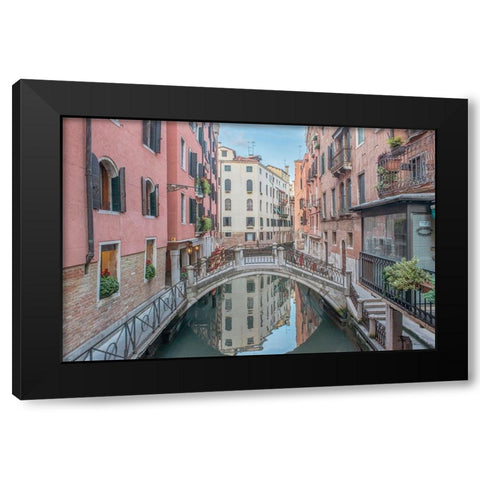 Italy-Venice Bridge over Canal Black Modern Wood Framed Art Print with Double Matting by Tilley, Rob