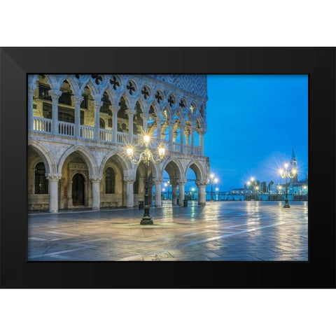 Italy-Venice Doges Palace at dawn Black Modern Wood Framed Art Print by Tilley, Rob