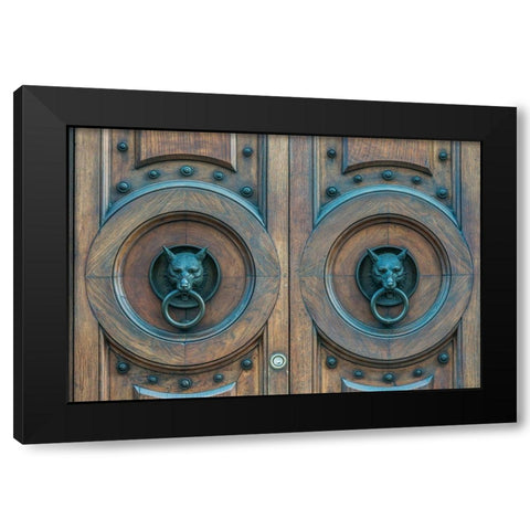 Italy-Verona Door Knockers Black Modern Wood Framed Art Print by Tilley, Rob