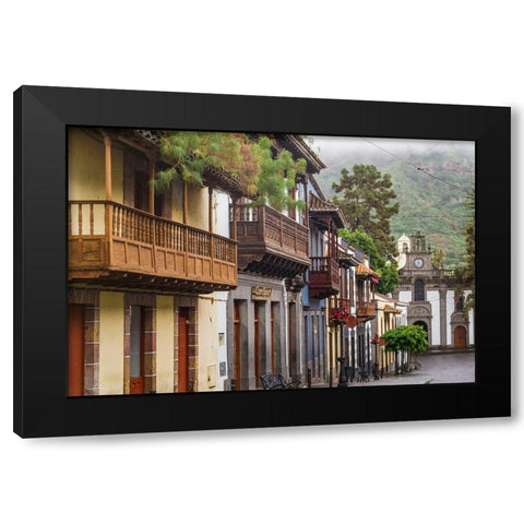 Spain-Canary Islands-Gran Canaria Island-Teror-main street and traditional houses Black Modern Wood Framed Art Print by Bibikow, Walter