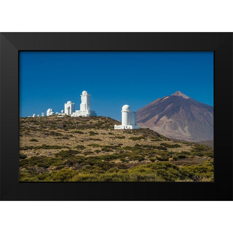 Canary Islands-Tenerife Island-El Teide Mountain-Observatorio del Teide-astronomical observatory Black Modern Wood Framed Art Print by Bibikow, Walter
