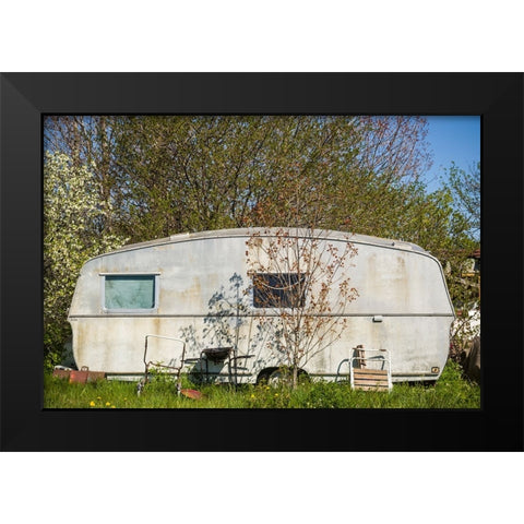 Sweden-Faro Island-Faro Broskogs-Creperie Tati-Kutens Bensin-hip former gas station now a restauran Black Modern Wood Framed Art Print by Bibikow, Walter