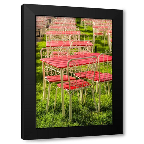 Southern Sweden-Ystad-cafe tables Black Modern Wood Framed Art Print by Bibikow, Walter