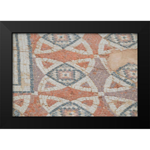 Cyprus-Roman archaeological site of Kourion Detail of ancient mosaic floor Black Modern Wood Framed Art Print by Hopkins, Cindy Miller