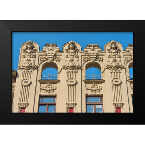 Art Nouveau building on Alberta Street in central Riga-Latvia Black Modern Wood Framed Art Print by Su, Keren