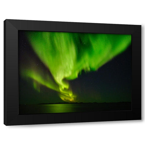Northern lights over the fjord Nuup Kangerlua Danish Territory Black Modern Wood Framed Art Print by Zwick, Martin