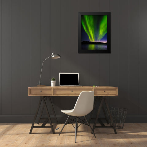 Northern lights over Angmagssalik Fjord-Greenland- Danish Territory Black Modern Wood Framed Art Print by Zwick, Martin