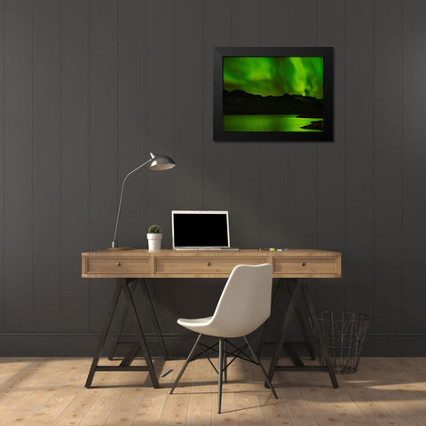 Northern lights over Angmagssalik Fjord-Greenland- Danish Territory Black Modern Wood Framed Art Print by Zwick, Martin