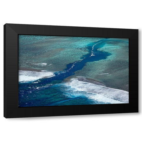 Channel in the reef-Avaavaroa Tapere-by Turoa Beach-Rarotonga-Cook Islands-South Pacific Black Modern Wood Framed Art Print by Wall, David