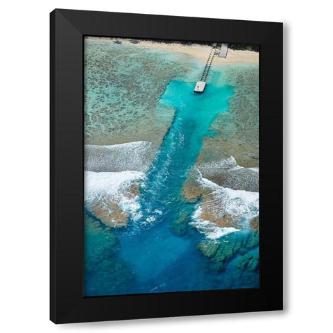 Channel in the reef-Akaoa Tapere-Rarotonga-Cook Islands-South Pacific Black Modern Wood Framed Art Print by Wall, David