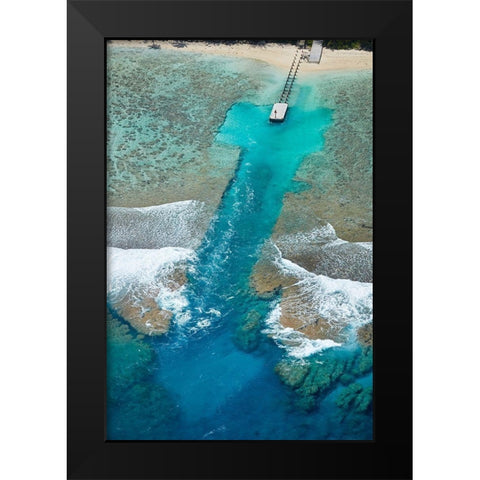 Channel in the reef-Akaoa Tapere-Rarotonga-Cook Islands-South Pacific Black Modern Wood Framed Art Print by Wall, David