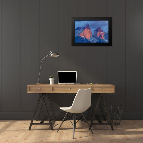 Chile, Torres del Paine NP The Horns mountains Black Modern Wood Framed Art Print by Illg, Cathy and Gordon