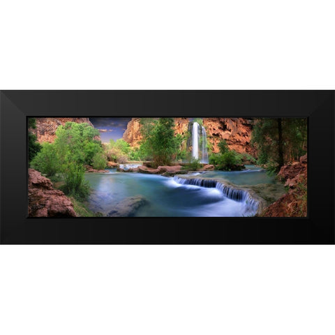 Havasu Falls at the bottom of the Grand Canyon in Arizona Black Modern Wood Framed Art Print by SMO